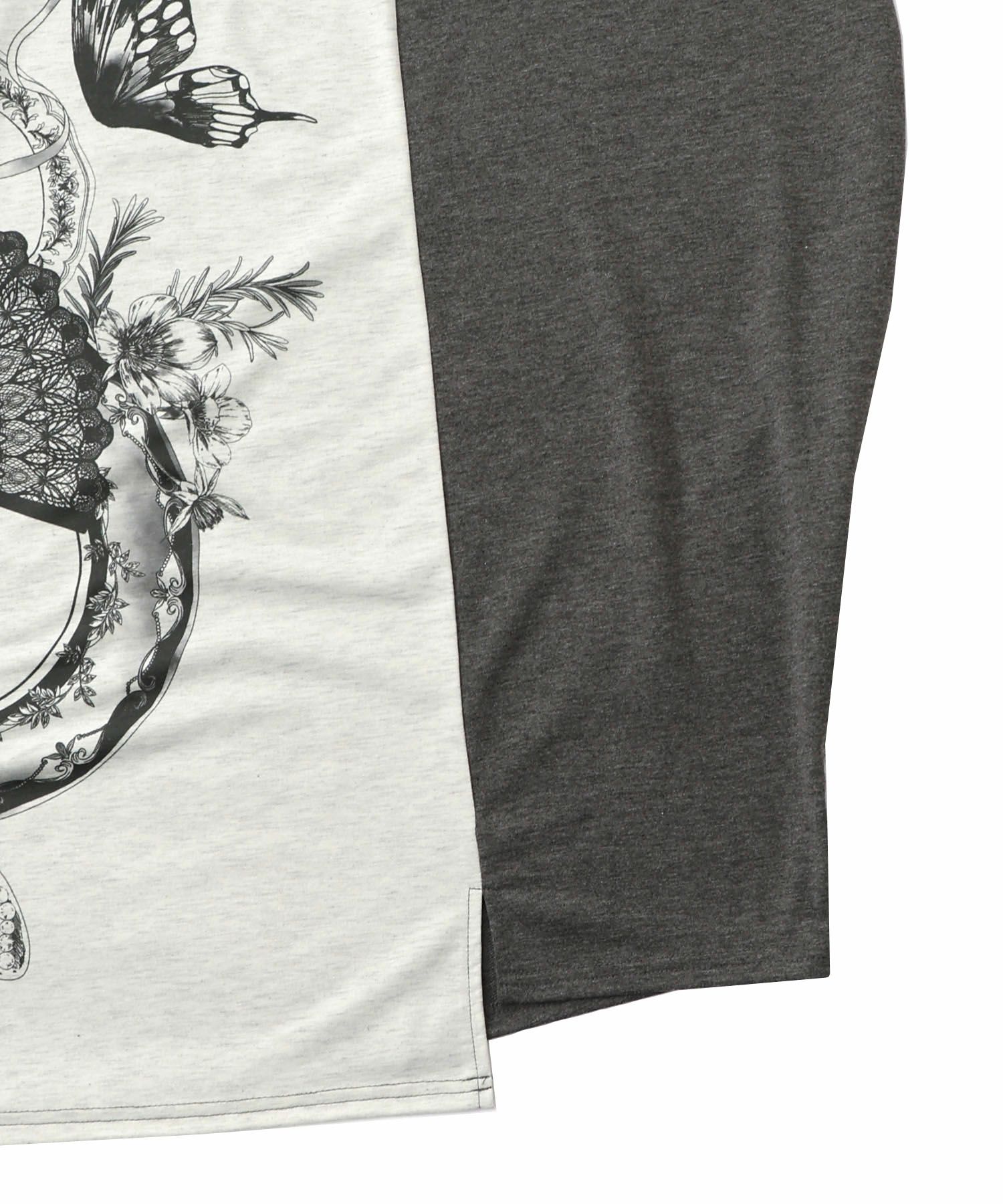 花柄×無地バイカラー裏毛ワンピース-17