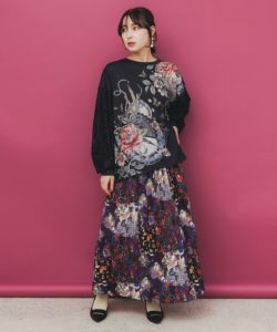 553267：花蝶裏毛×レース切替プルオーバーの通販-ScoLar