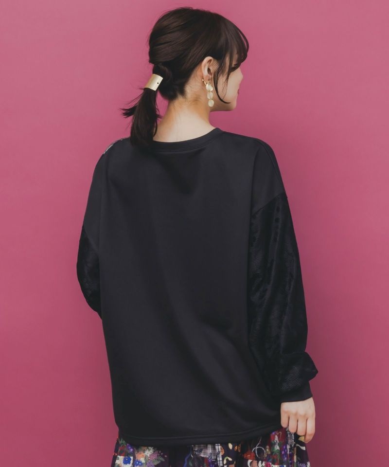 花蝶裏毛×レース切替プルオーバー-5