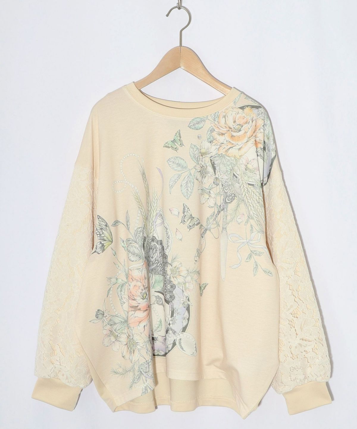 花蝶裏毛×レース切替プルオーバー-8