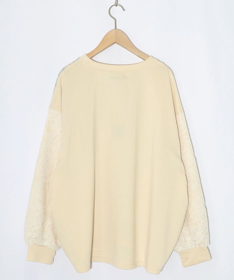 花蝶裏毛×レース切替プルオーバー-9