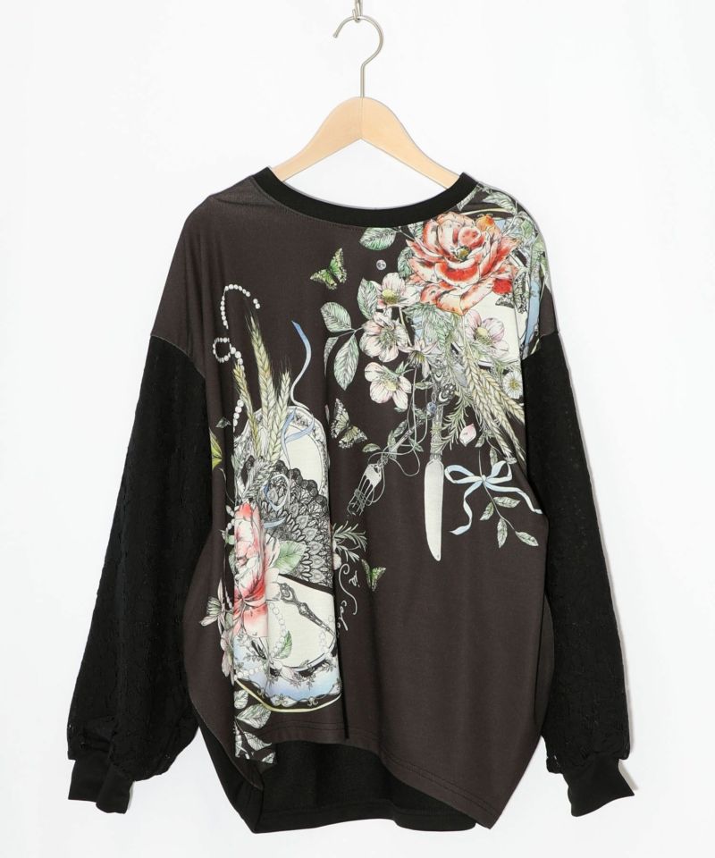 花蝶裏毛×レース切替プルオーバー-11