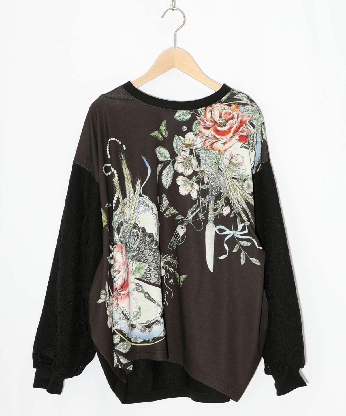 花蝶裏毛×レース切替プルオーバー-11