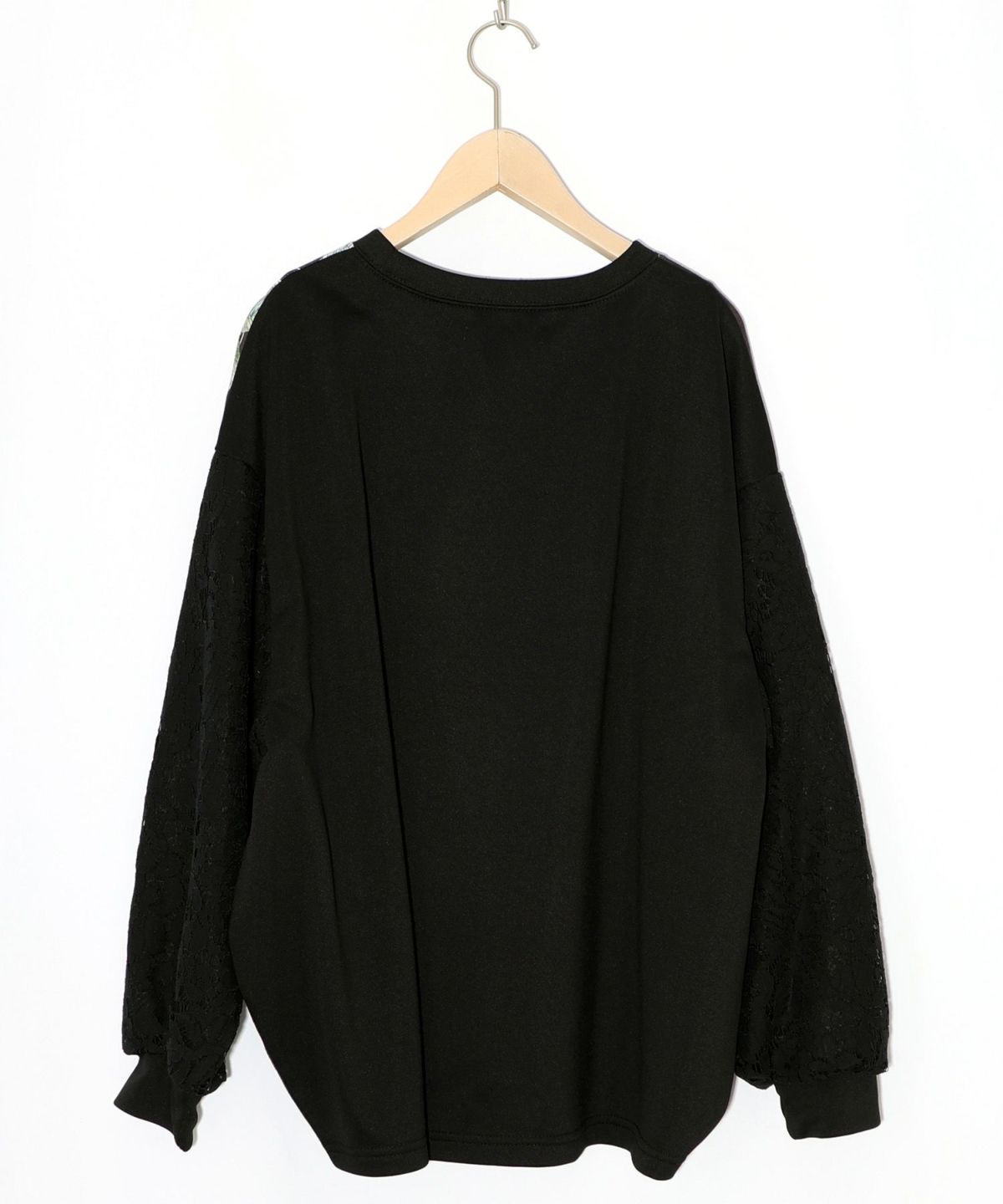 花蝶裏毛×レース切替プルオーバー-12