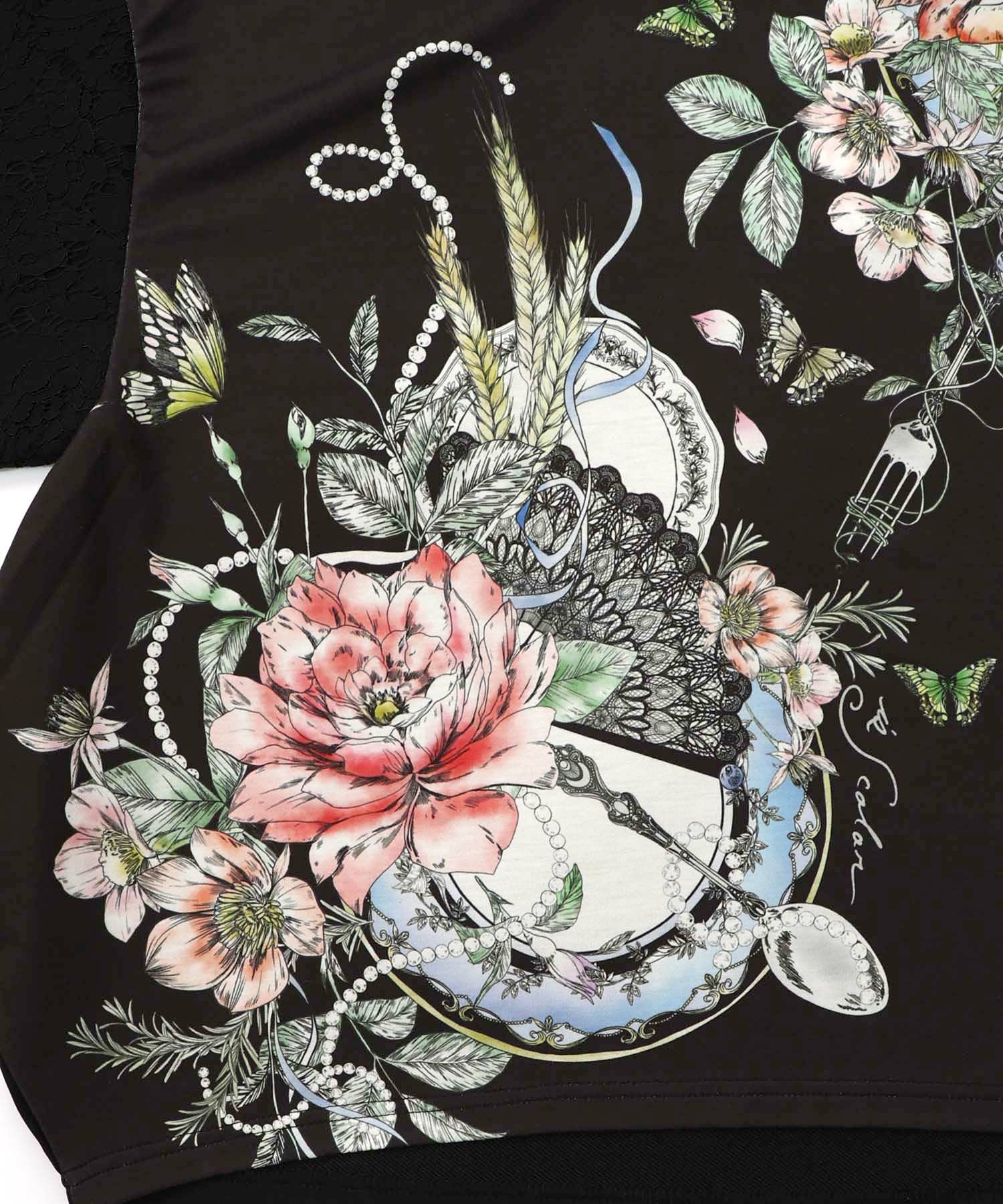 花蝶裏毛×レース切替プルオーバー-13