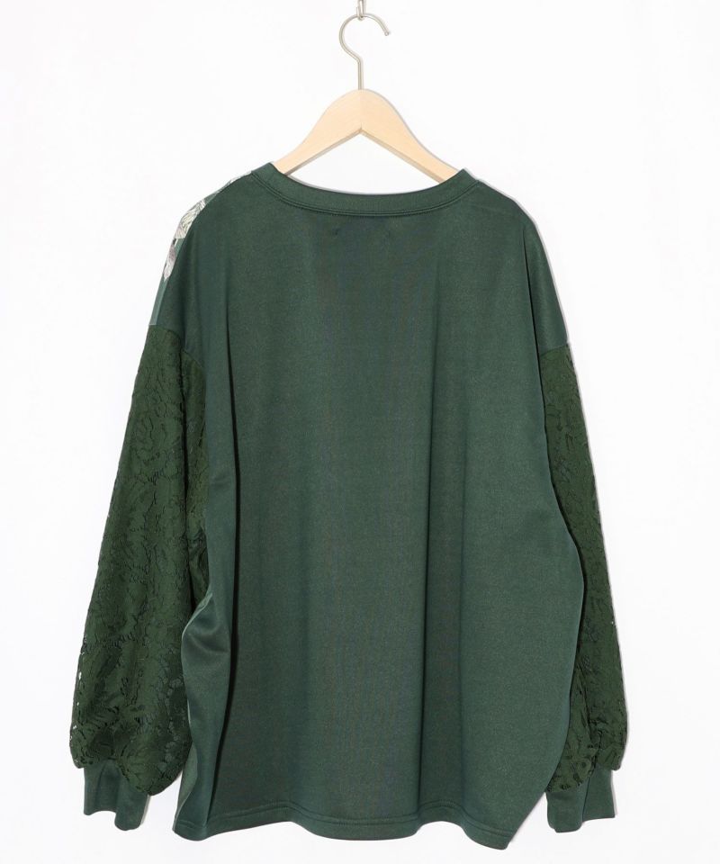 花蝶裏毛×レース切替プルオーバー-15