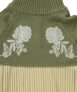 花刺繍ニット×プリーツ異素材切替プルオーバー-13