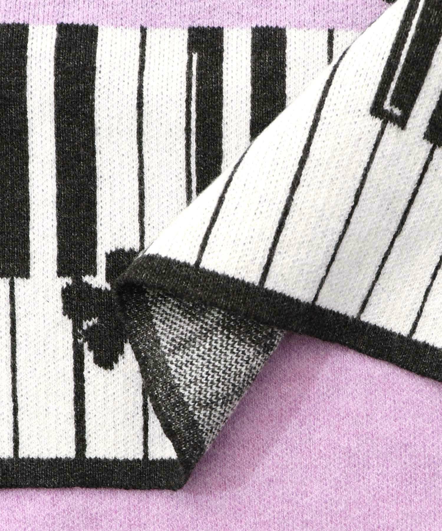 553262：ピアノ×蝶柄バイカラーニットプルオーバーの通販-ScoLar