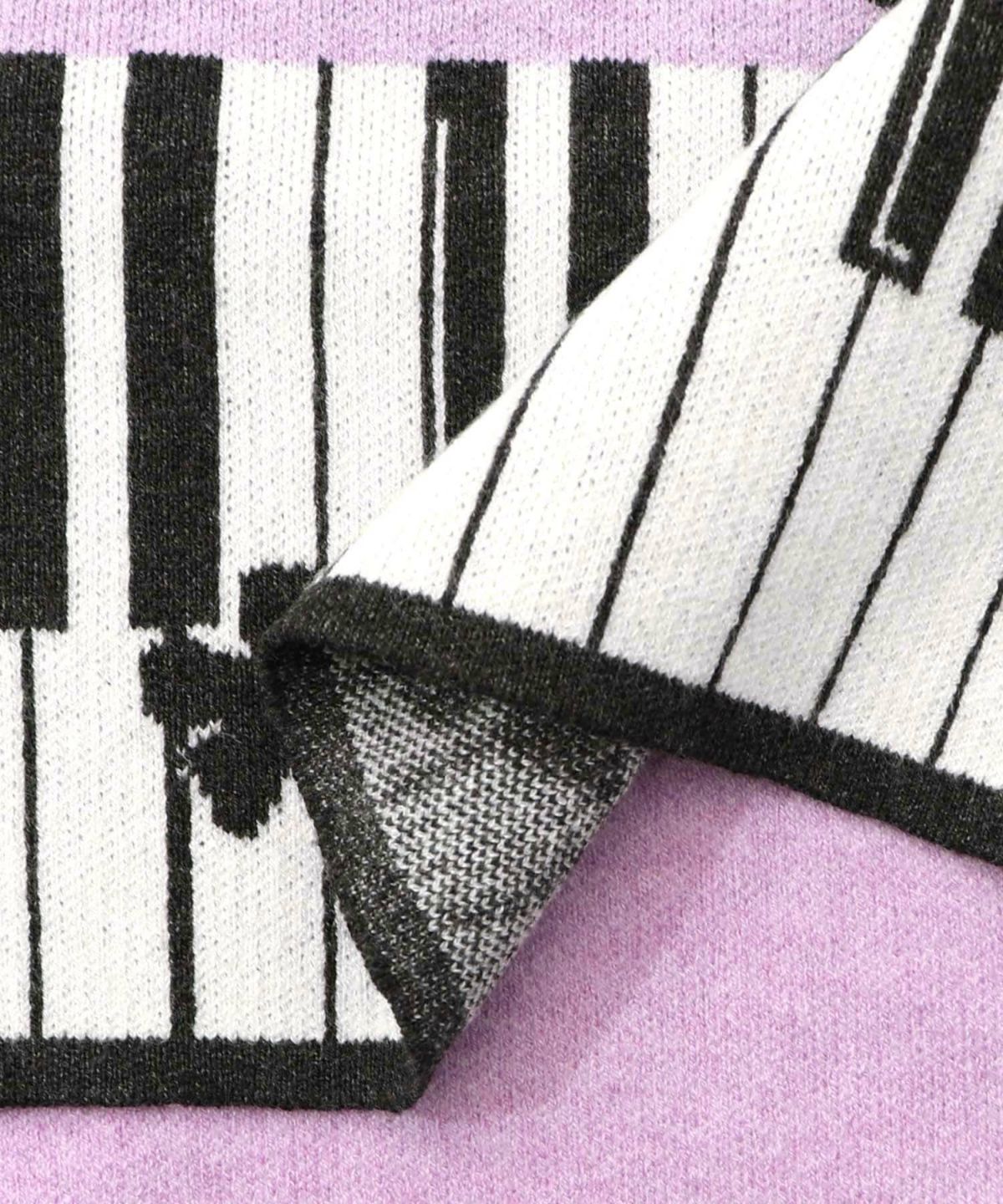 ピアノ×蝶柄バイカラーニットプルオーバー-18