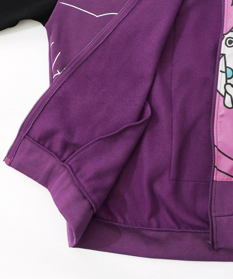 ネコとクマとチンアナゴ柄 リメイク風裏起毛パーカー-19