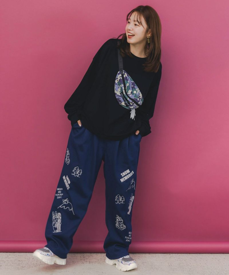 ラビルとネコのスノーメモリー裏起毛パンツ-3