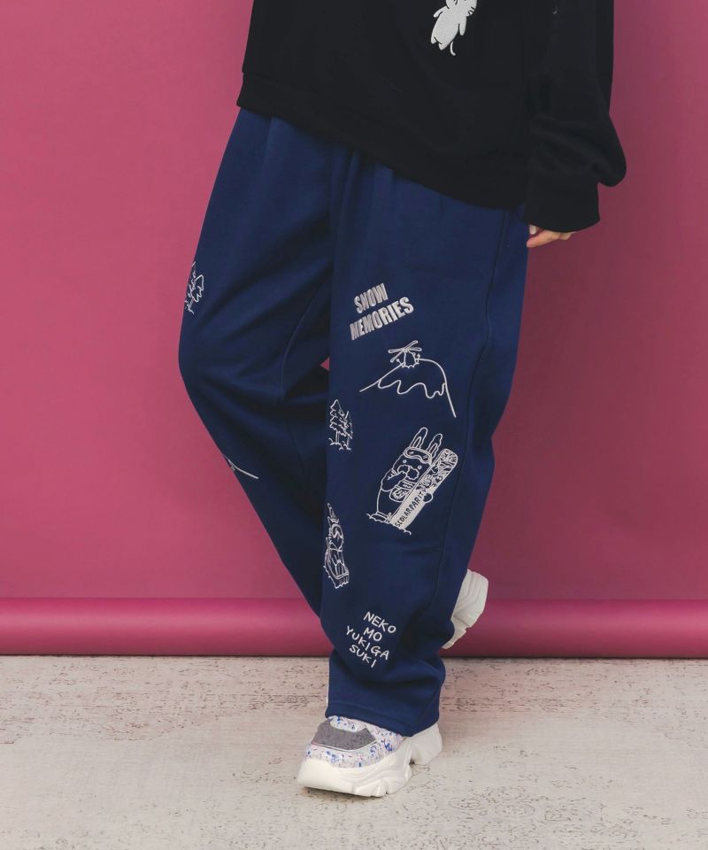 ラビルとネコのスノーメモリー裏起毛パンツ-5