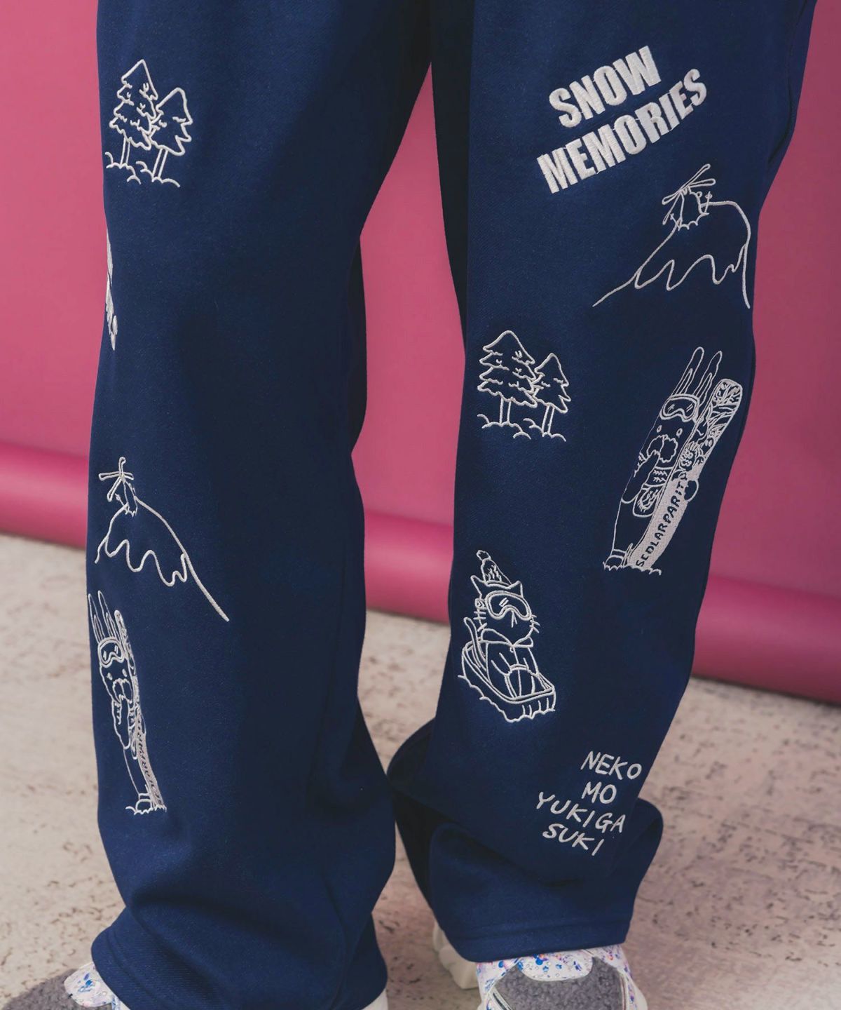 ラビルとネコのスノーメモリー裏起毛パンツ-7