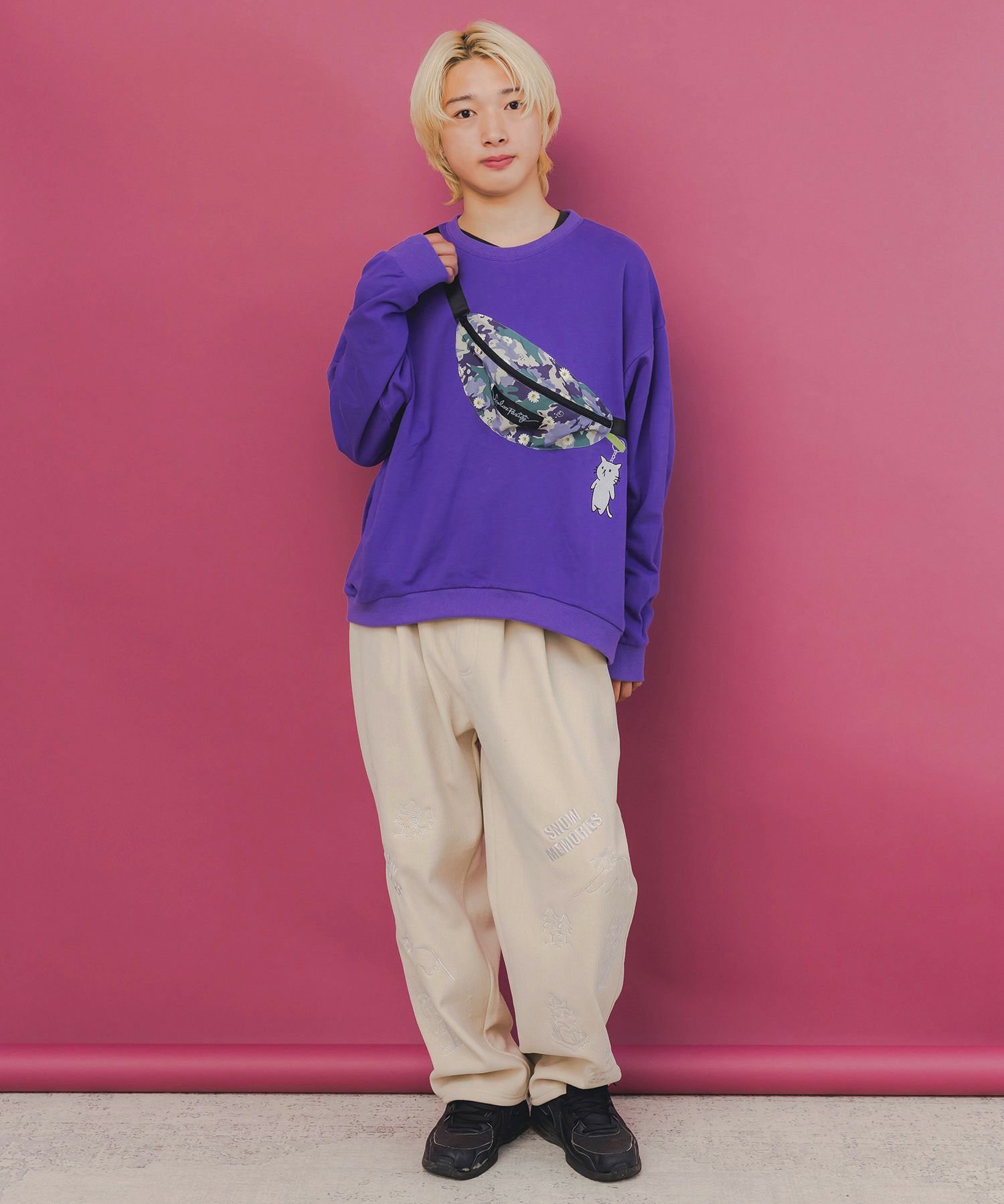 ラビルとネコのスノーメモリー裏起毛パンツ-9