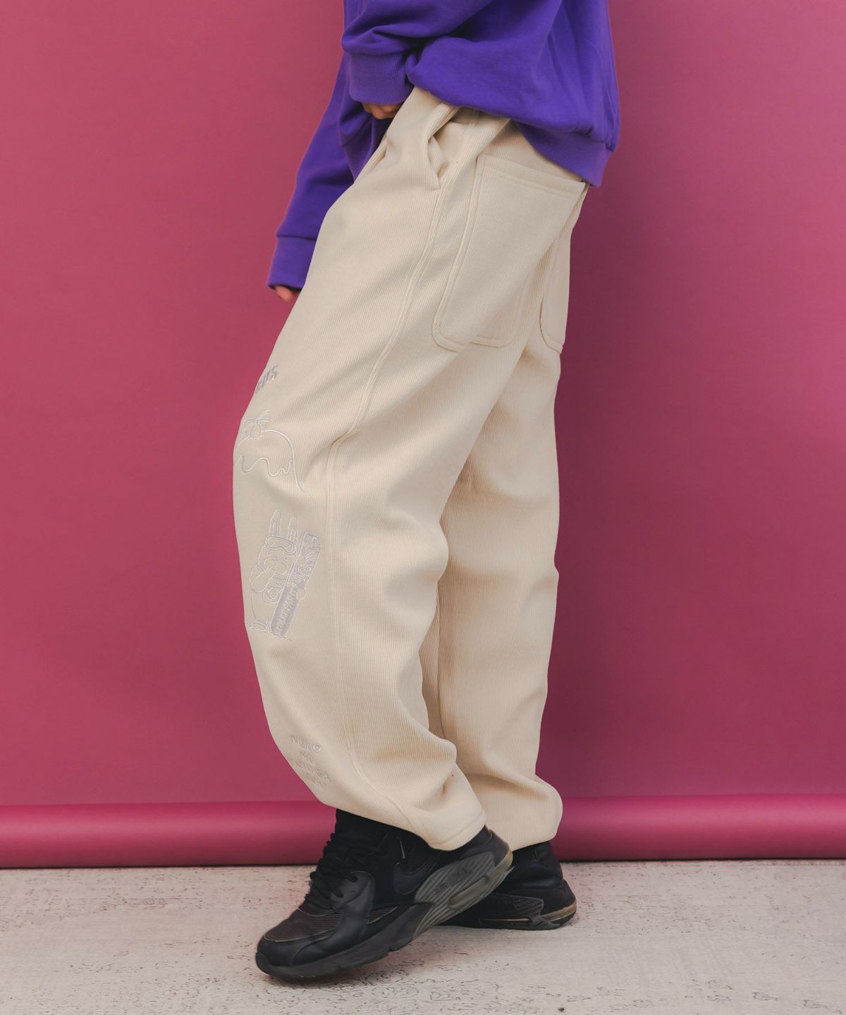 ラビルとネコのスノーメモリー裏起毛パンツ-11