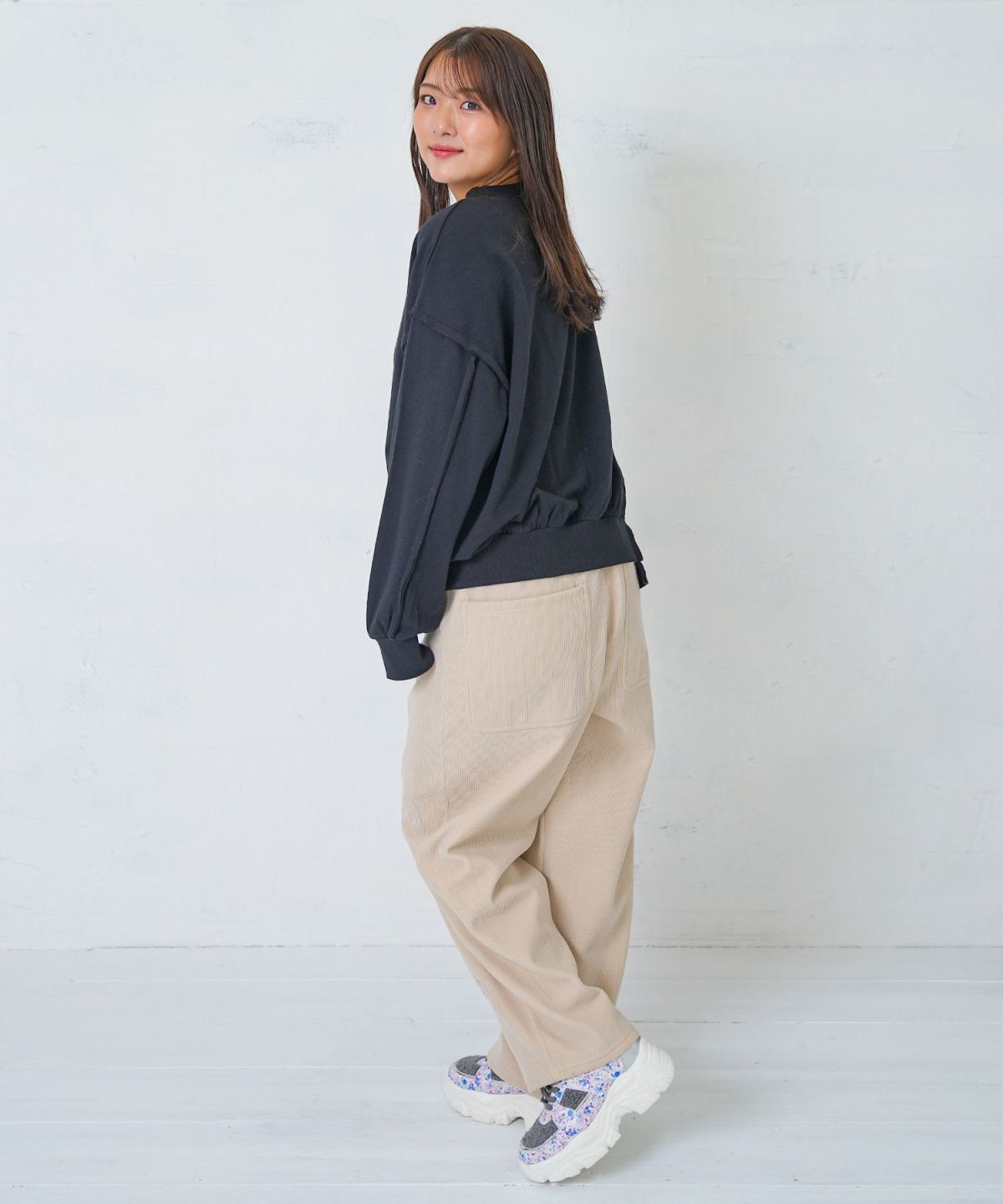 ラビルとネコのスノーメモリー裏起毛パンツ-15