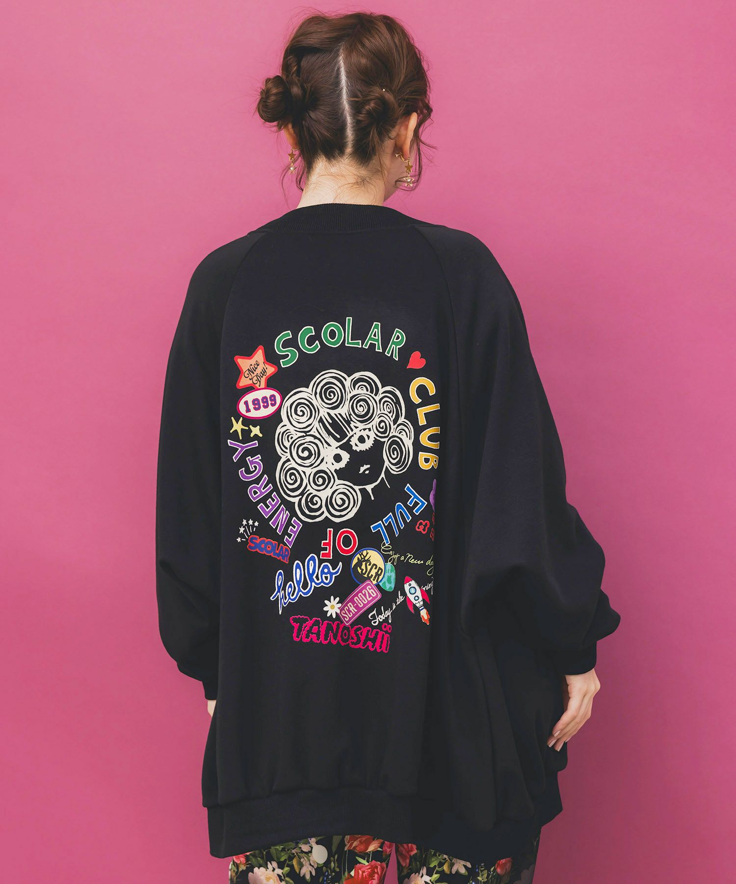 ポップ柄裏起毛裏毛×フライスブルゾン-6