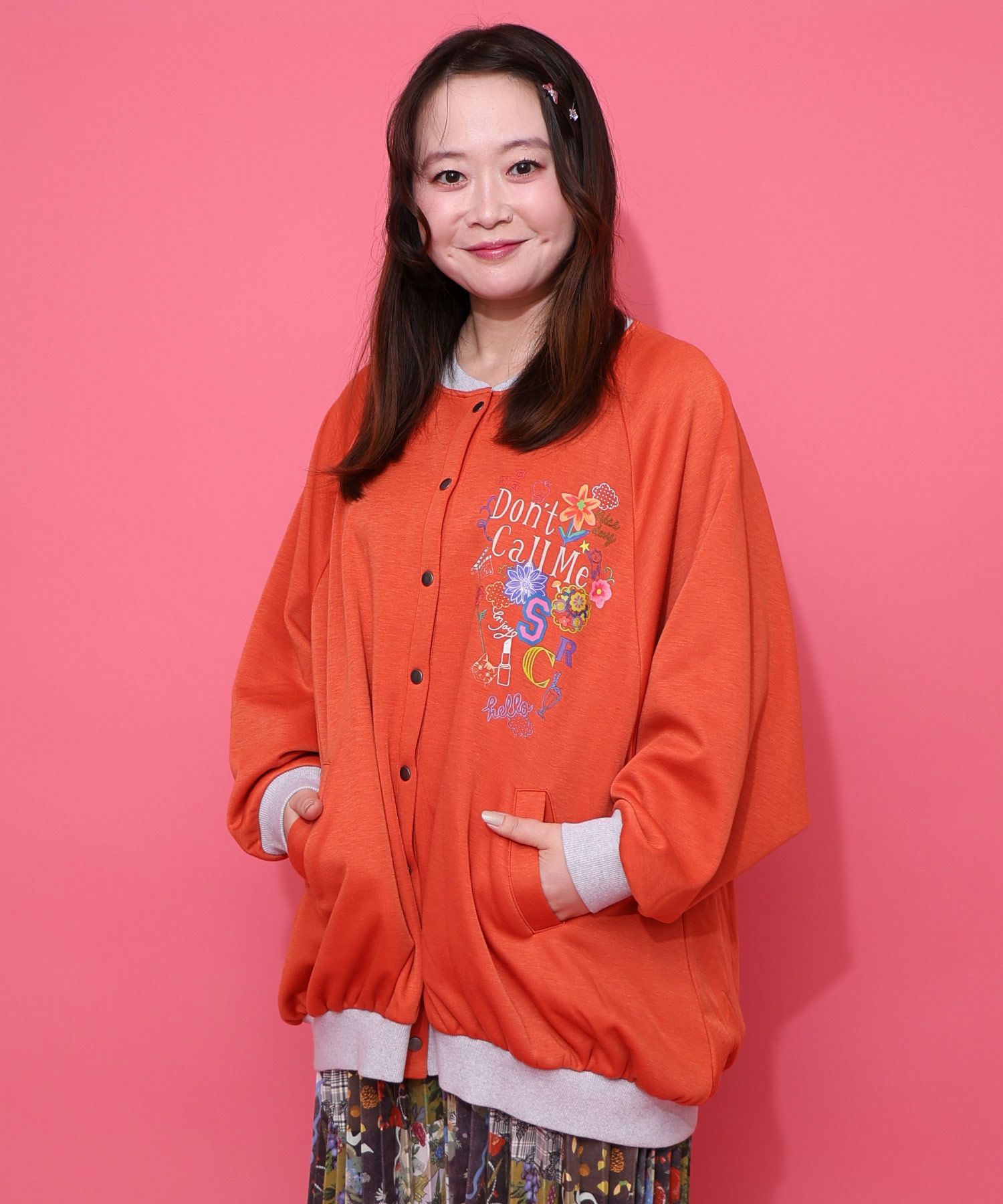 スカラー　153728：ポップ柄裏起毛 裏毛×フライスブルゾン 153728：ポップ柄裏起毛 裏毛×フライスブルゾンの通販-ScoLar