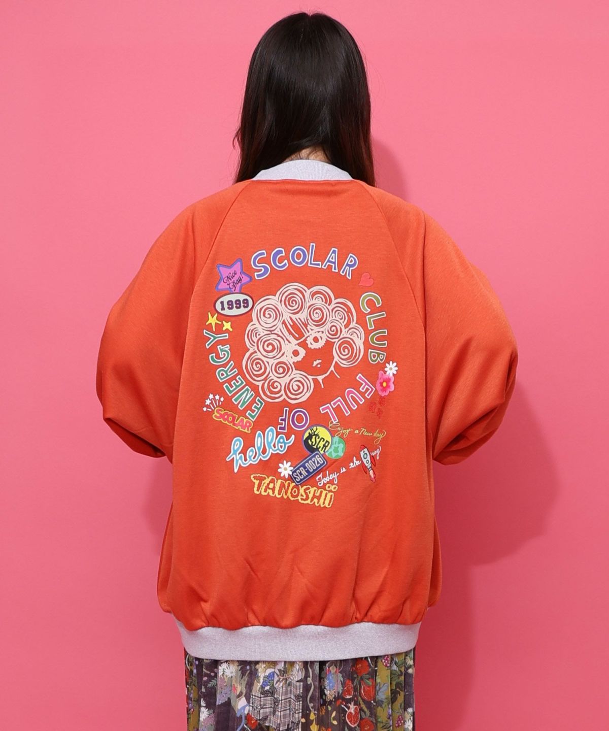 ポップ柄裏起毛裏毛×フライスブルゾン-13