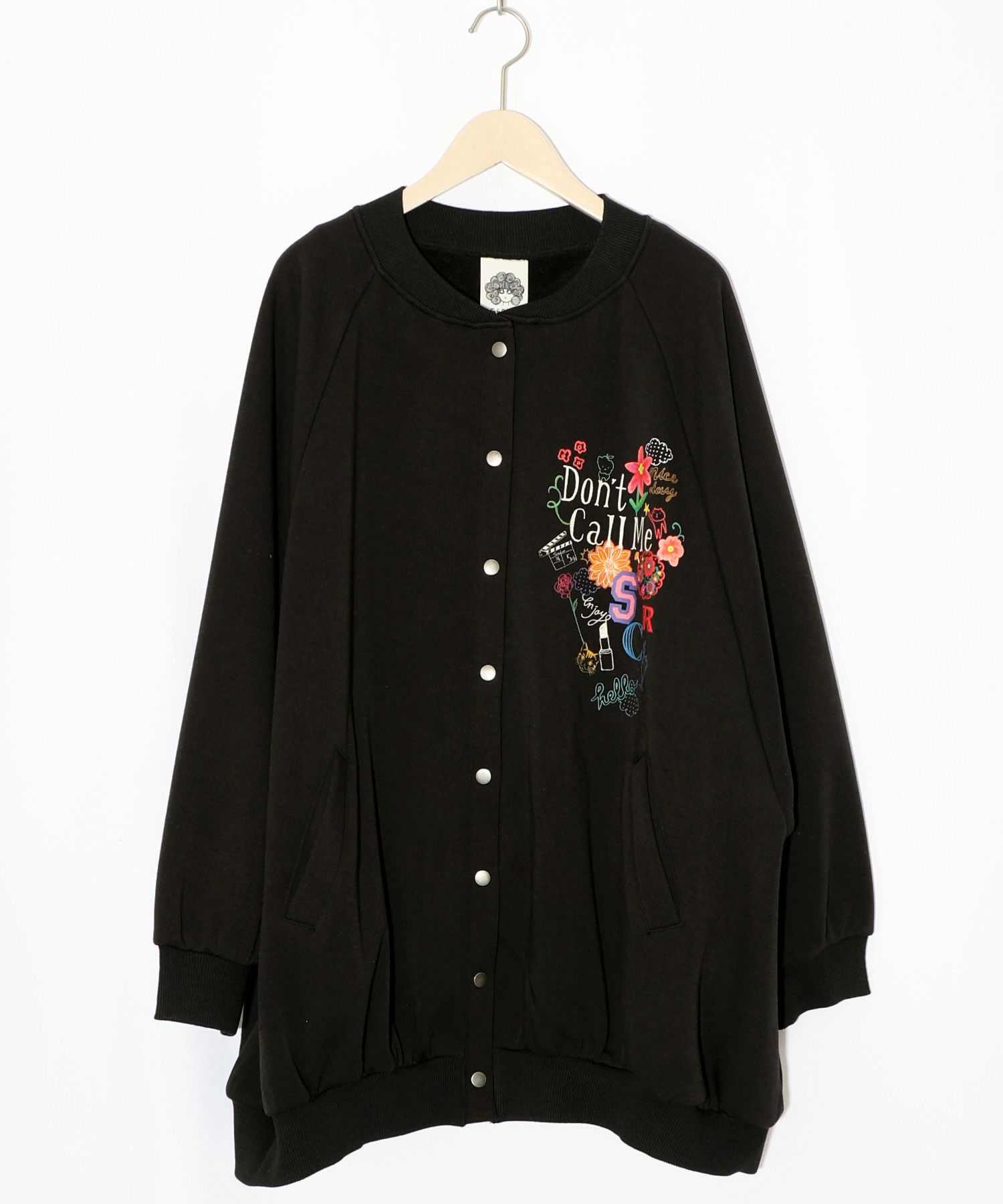 ポップ柄裏起毛裏毛×フライスブルゾン-15