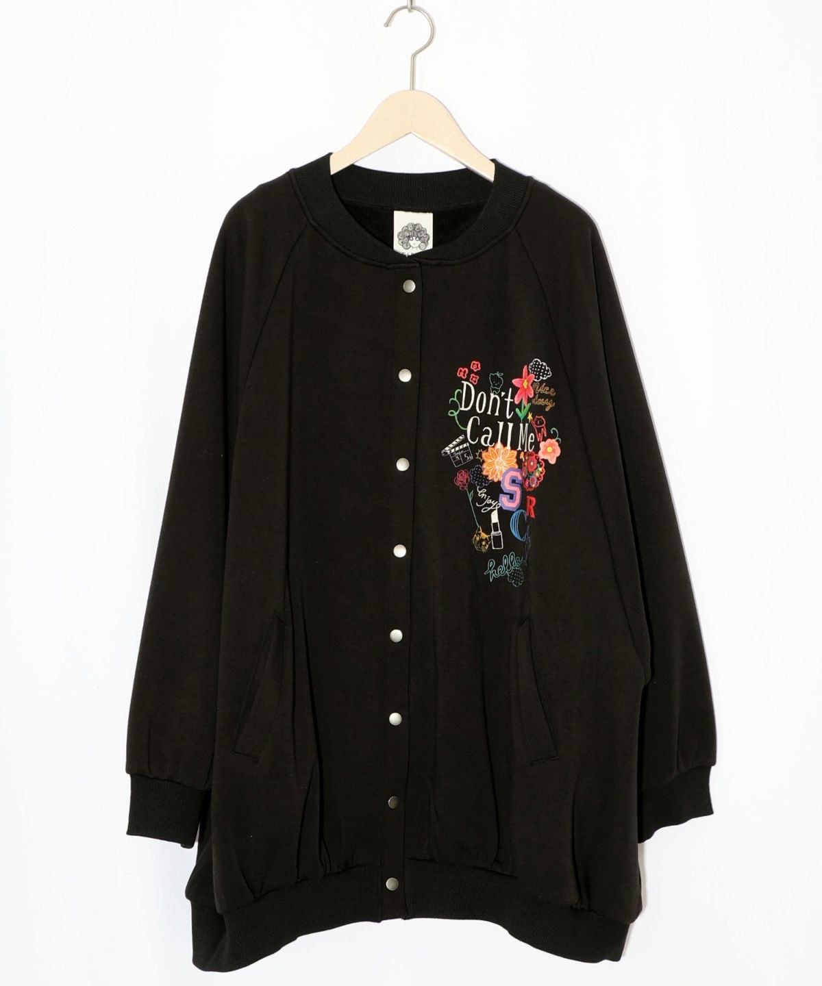 ポップ柄裏起毛裏毛×フライスブルゾン-15