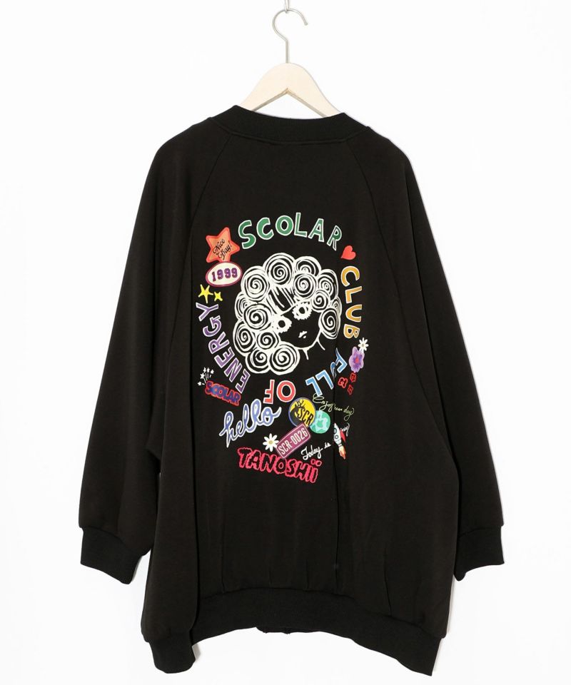 ポップ柄裏起毛裏毛×フライスブルゾン-16