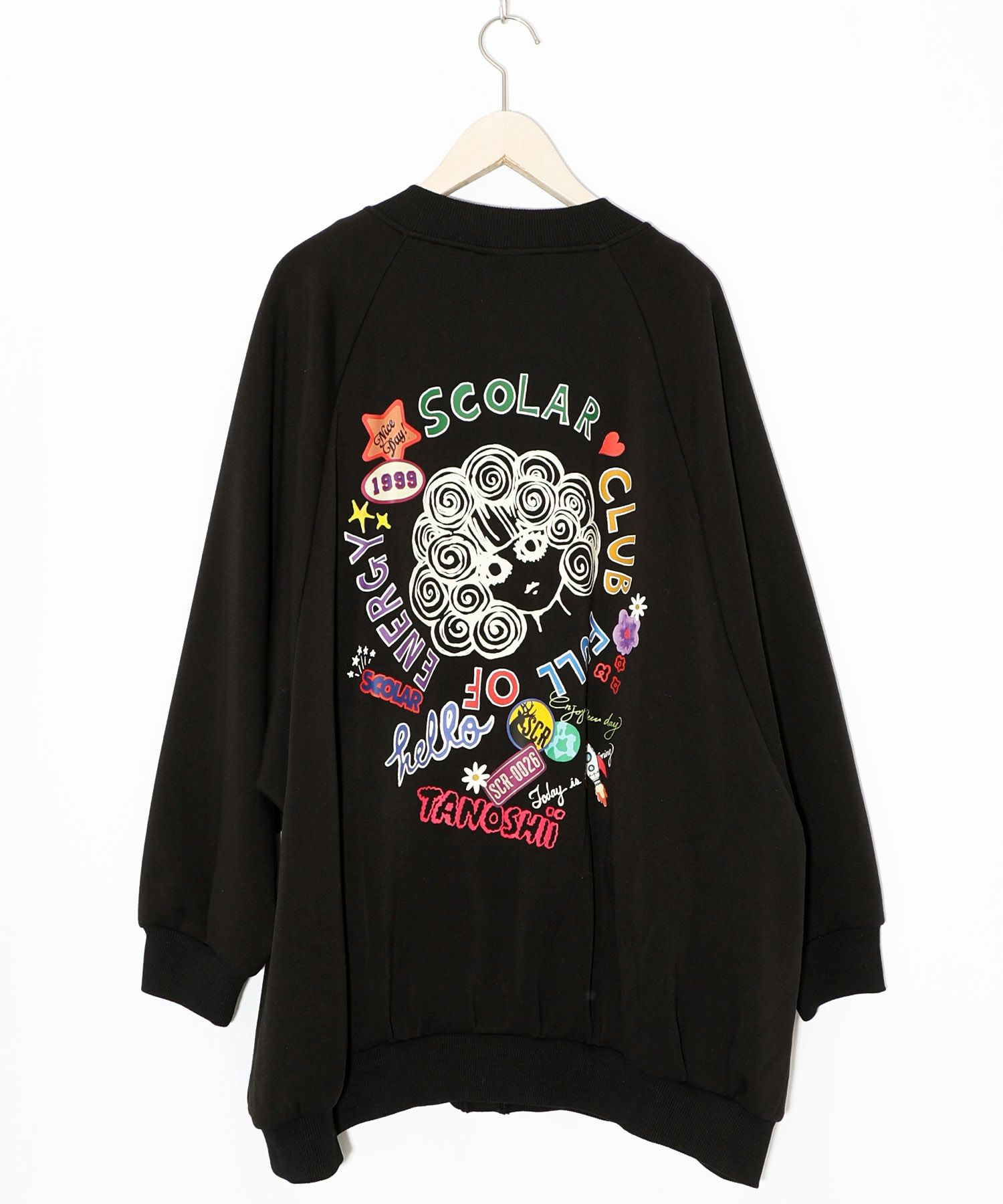 ポップ柄裏起毛裏毛×フライスブルゾン-16