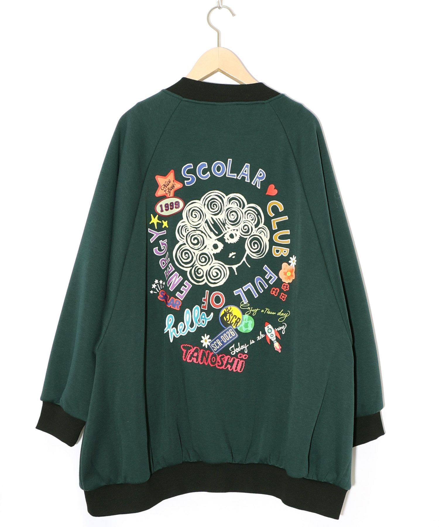 ポップ柄裏起毛裏毛×フライスブルゾン-22