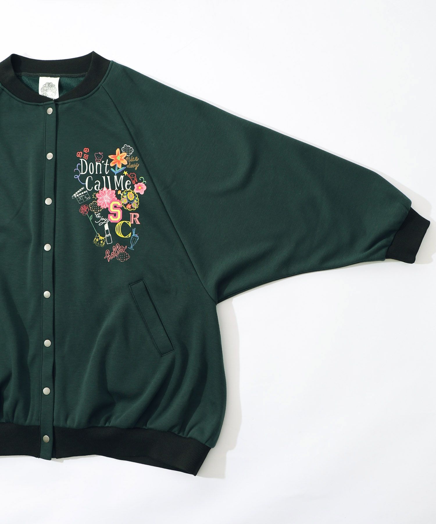 ポップ柄裏起毛裏毛×フライスブルゾン-25