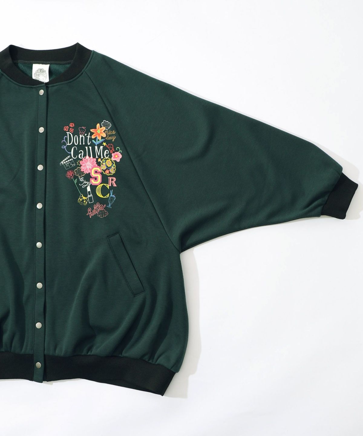 ポップ柄裏起毛裏毛×フライスブルゾン-25