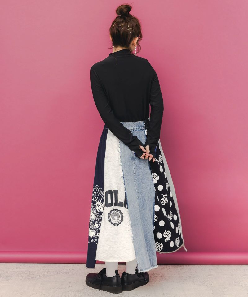 ネコ刺繍袖×メロウ裏起毛スムースインナー-7