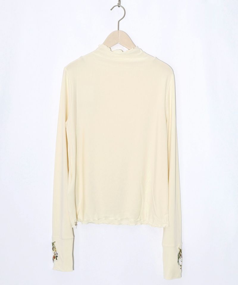 ネコ刺繍袖×メロウ裏起毛スムースインナー-9