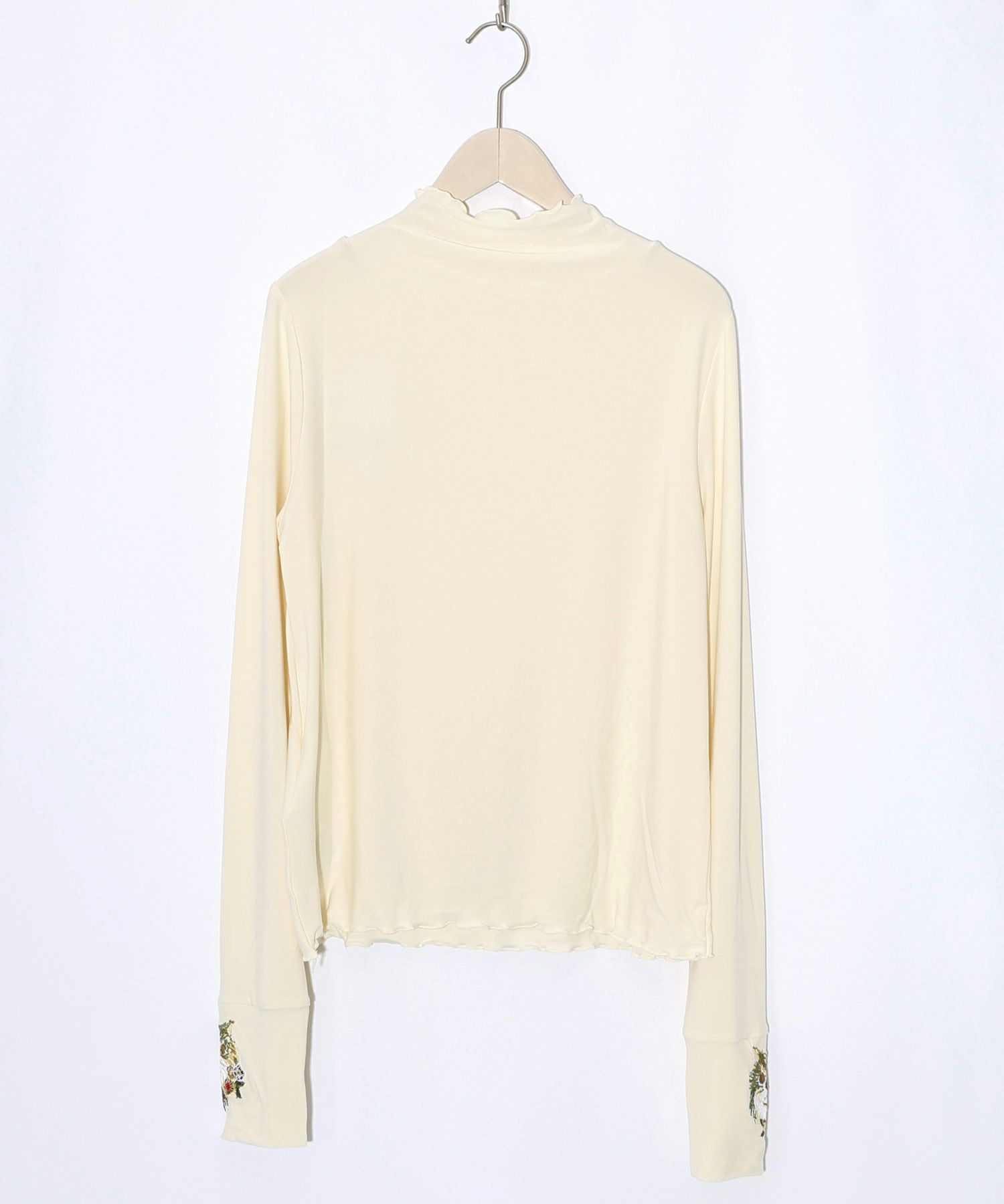 ネコ刺繍袖×メロウ裏起毛スムースインナー-9