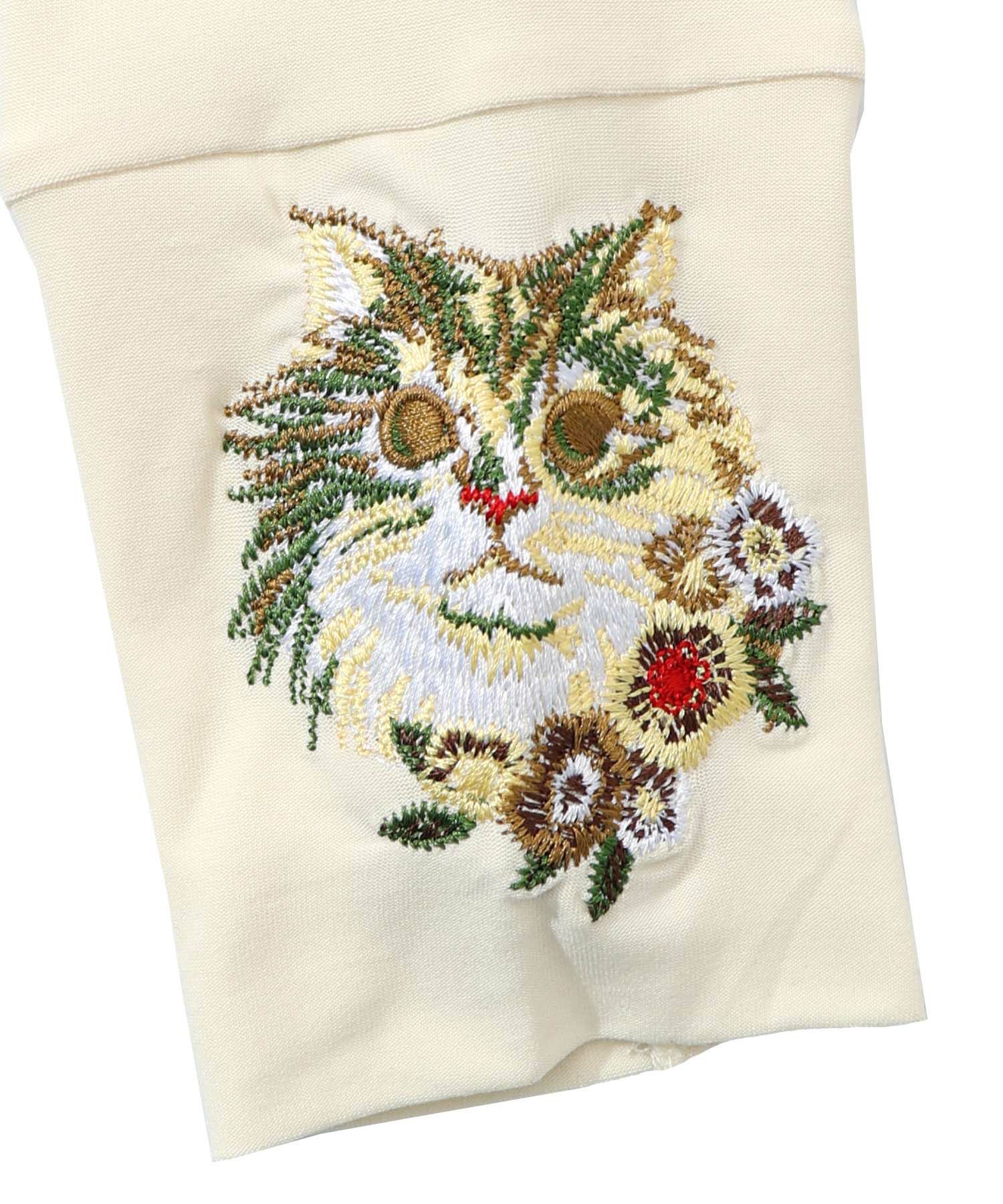 ネコ刺繍袖×メロウ裏起毛スムースインナー-10