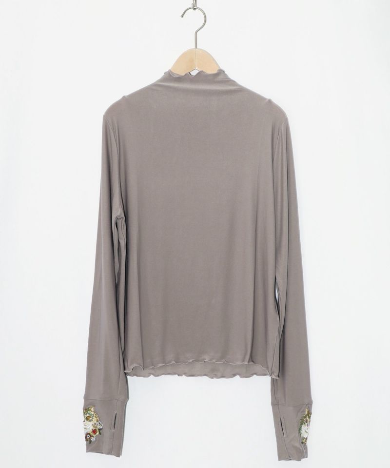 ネコ刺繍袖×メロウ裏起毛スムースインナー-10