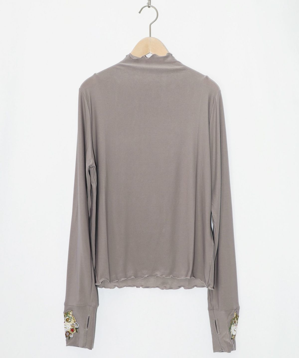 ネコ刺繍袖×メロウ裏起毛スムースインナー-10