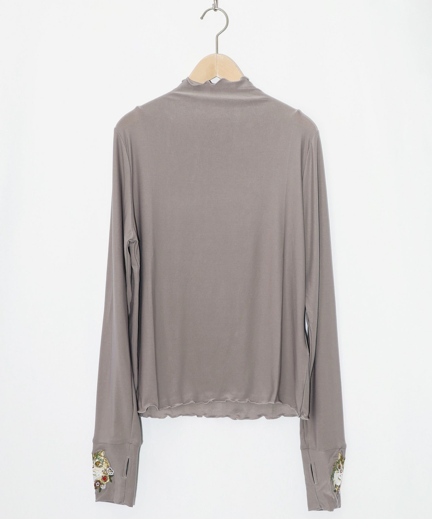 ネコ刺繍袖×メロウ裏起毛スムースインナー-10