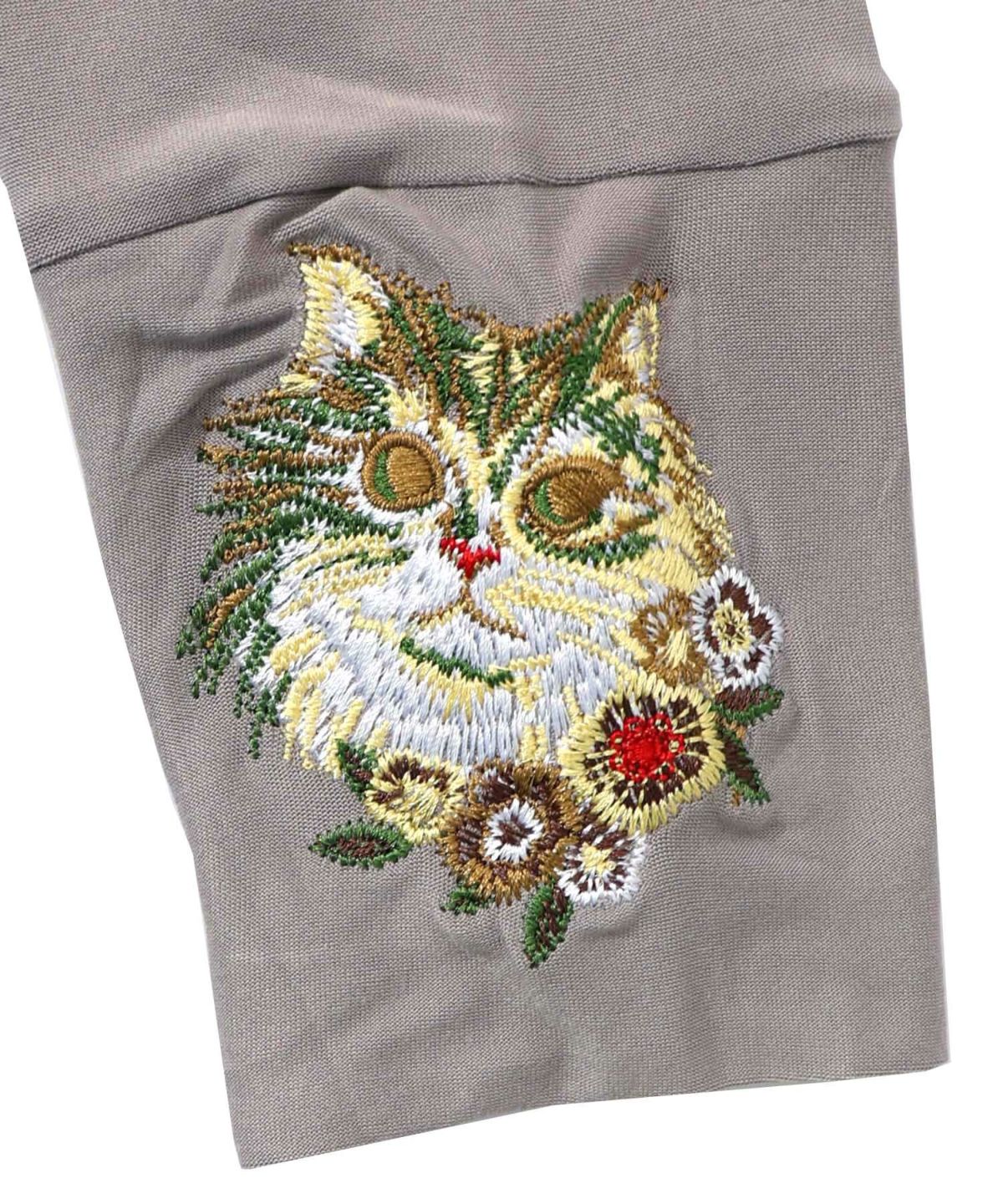 ネコ刺繍袖×メロウ裏起毛スムースインナー-12