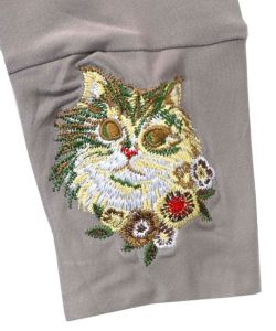 153722：ネコ刺繍袖×メロウ裏起毛スムースインナーの通販-ScoLar
