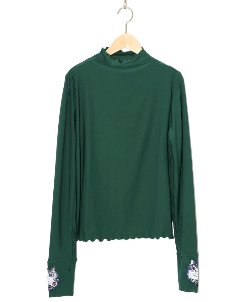 ネコ刺繍袖×メロウ裏起毛スムースインナー-15