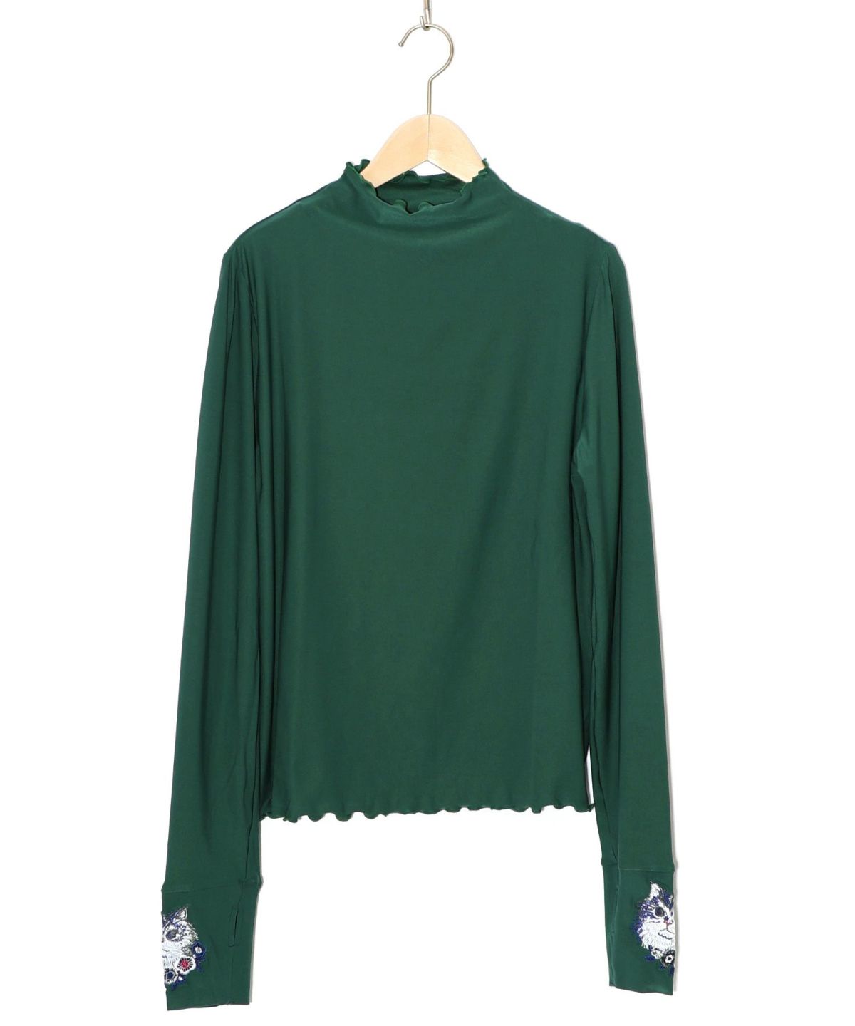 ネコ刺繍袖×メロウ裏起毛スムースインナー-15