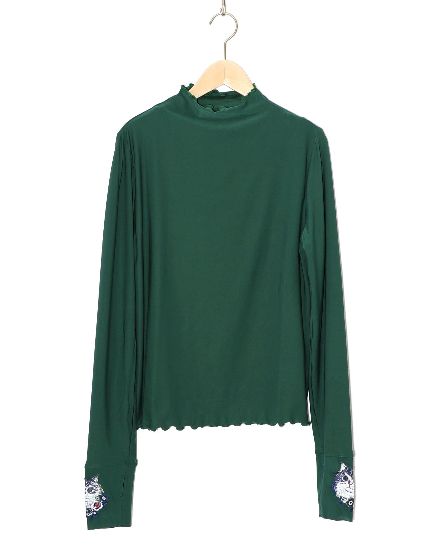 ネコ刺繍袖×メロウ裏起毛スムースインナー-15