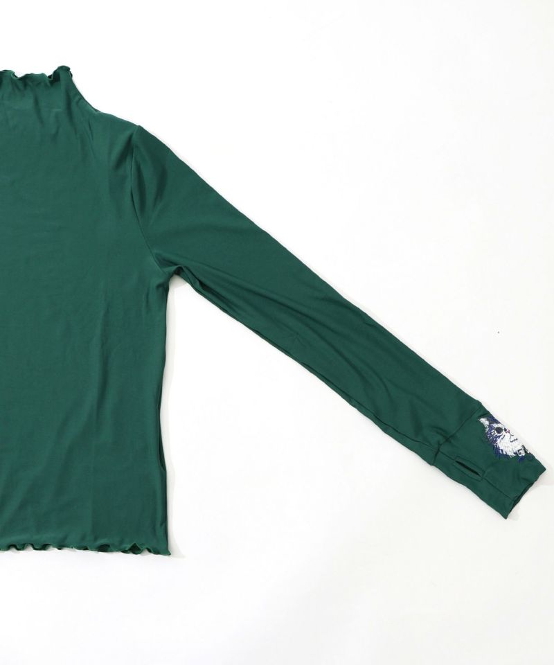 ネコ刺繍袖×メロウ裏起毛スムースインナー-18