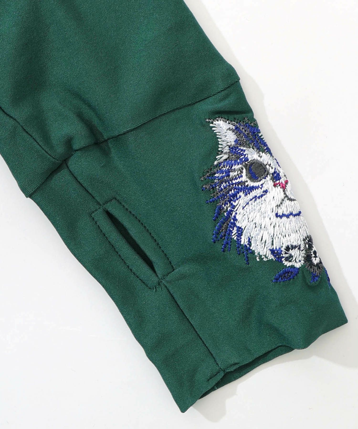 ネコ刺繍袖×メロウ裏起毛スムースインナー-19