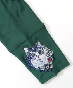 153722：ネコ刺繍袖×メロウ裏起毛スムースインナーの通販-ScoLar
