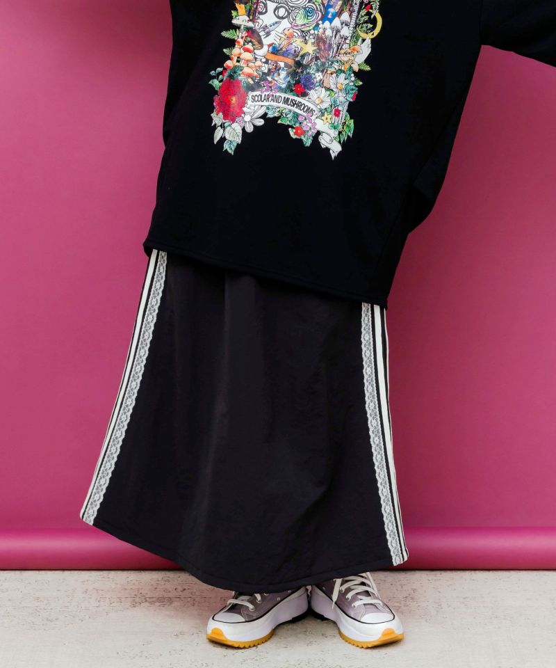 レース×ライン入りナイロンワッシャースカート-1