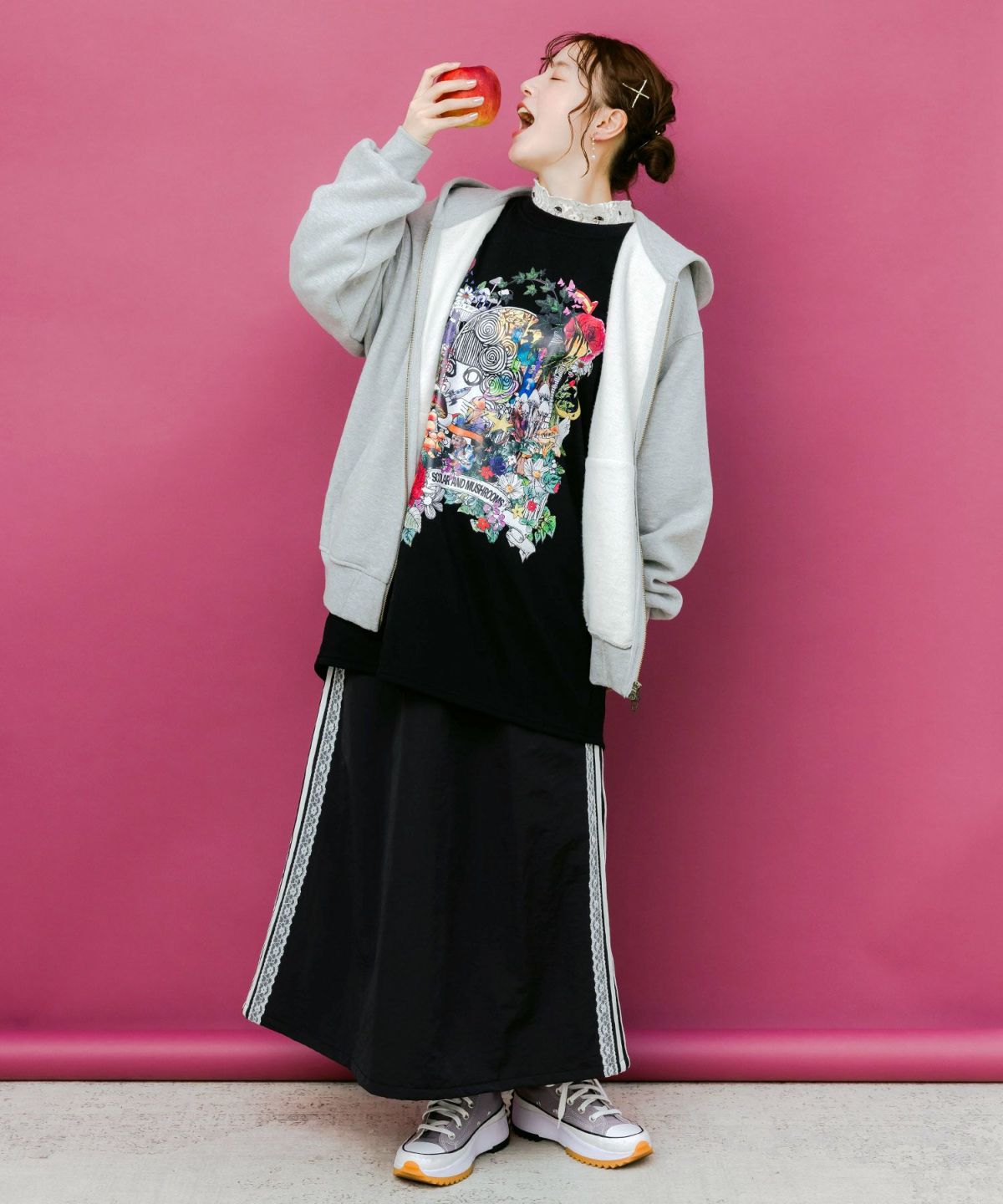 レース×ライン入りナイロンワッシャースカート-6