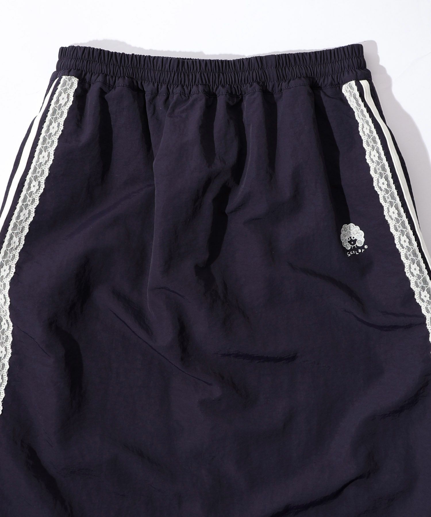 153719：レース×ライン入りナイロンワッシャースカートの通販-ScoLar