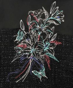 ダンボールニット×ツイード花刺繍ブルゾン-13