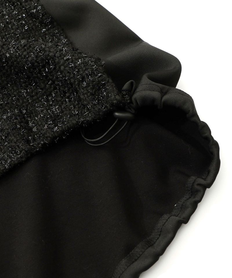 ダンボールニット×ツイード花刺繍ブルゾン-17